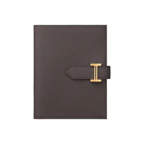 HERMES Bearn Epsom Телячья кожа Кошелек Унисекс 46 Ebene Эбеновый