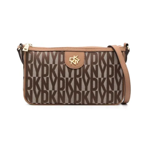 DKNY Телячья кожа Полиэстер Сумка через плечо Сумка на плечо Женская Коричневая