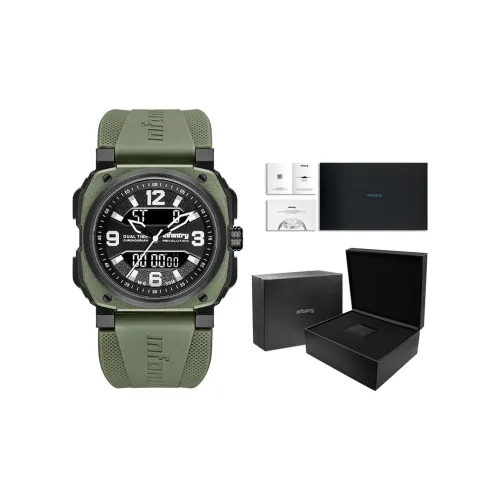 INFANTRY Double Eye Collection Черный воин Электронный Механизм Силиконовый ремешок Часы Мужские Циферблат Зеленый Sy003 1