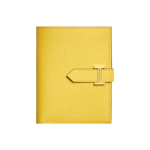 HERMES Bearn Epsom Телячья кожа Кошелек Унисекс 9OJaune DE Неаполитанский желтый