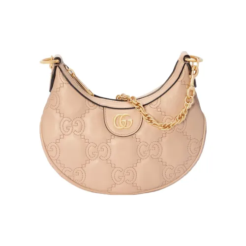 GUCCI GG Matelassé Кожа Плечевая Сумка Сумка-полумесяц Сумка через плечо Женская Бежевая