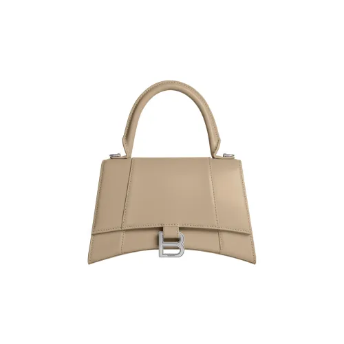 Balenciaga HOURGLASS Телячья кожа Сумка Hourglass Сумка через плечо Сумка Маленькая Женская Бежевая