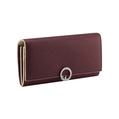 BVLGARI Bulgari Clip Телячья кожа Кошелек Большой Женские Бургунди Бежевый