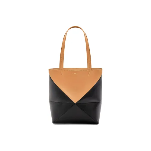 LOEWE Блестящая сумка Tote из коровьей кожи сумка для покупок сумка обычного размера женская коричневый черный