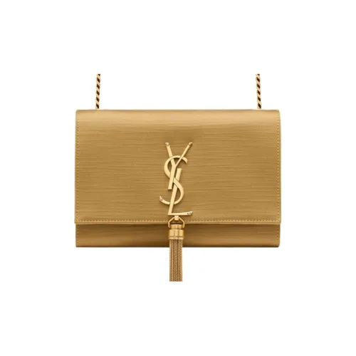 SAINT LAURENT Kate Satin Сумка через плечо Маленькая Женская Золотая Розовая