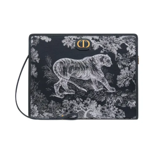 DIOR 30 Montaigne Reverse Jouy Print Clutch Medium Women's White Blue