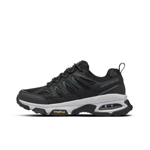 Skechers Мужская повседневная обувь, низкий топ, черный/зеленый, мужской