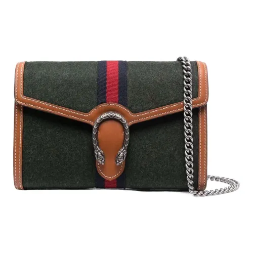 GUCCI Dionysus Shearling Leather Chain Wallet Crossbody Bag Shoulder Bag Women's Green Brown GUCCI Dionysus Овчина Кожаная Цепь Кошелек Сумка через плечо Сумка на плечо Женская Зеленая Коричневая
