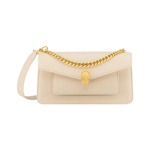 BVLGARI Serpenti East-West Maxi Chain Сумка На Плечо Магнитная Застежка В Виде Змеиной Головы Из Латуни С Покрытием Из Золота