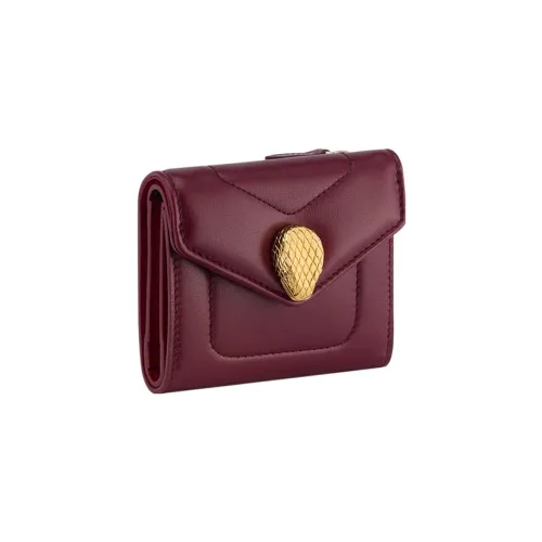 BVLGARI Serpenti Reverse Телячья кожа Монета Кошелек Кошелек Женский Бордовый