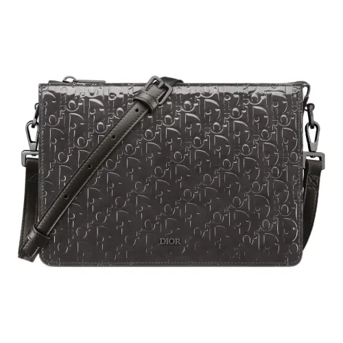 DIOR OBLIQUE GRAVITY С принтом кожа сумка через плечо мужская черная