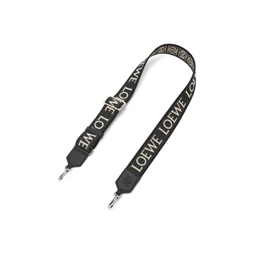 LOEWE Жаккардовая ткань с коровьей кожей плечевой ремень сумка ремень женский черный