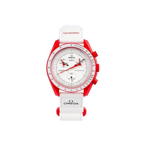 Swatch Quartz Механизм Мужские часы Циферблат 42 мм Белый Биокерамика Корпус часов Нейлоновый ремешок
