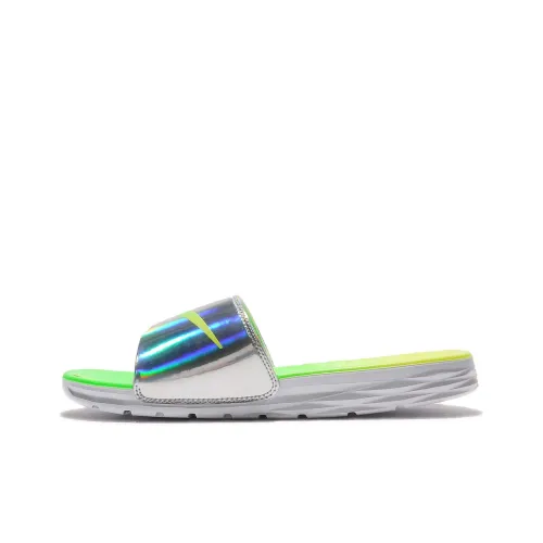 Nike Benassi Slip Противоскользящие Слипоны Унисекс Желтый Зеленый