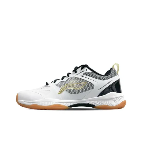 LiNing Gladiator Slip-resistant Abrasion-resistant Low-top Badminton Shoes Unisex White Black LiNing Gladiator Противоскользящие Износостойкие Низкие Кеды для Бадминтона Унисекс Белый Черный