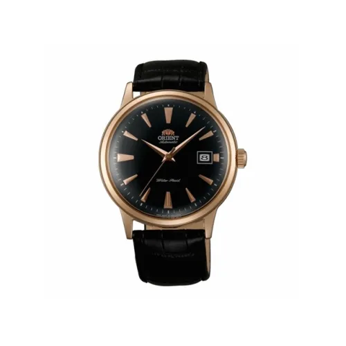 ORIENT Автоматический Механический Механизм Кожаный Ремешок Часы 40,5 мм Мужские Часы Черный Циферблат FAC00001B