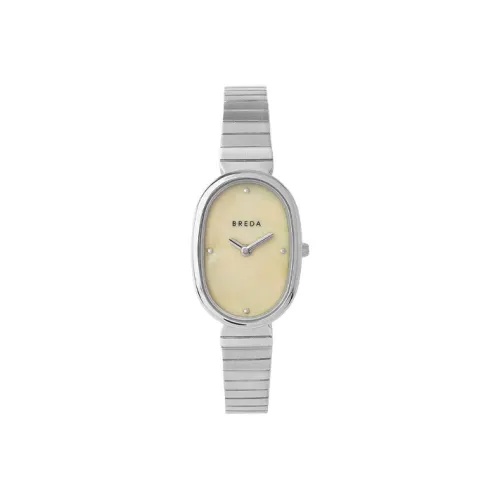 BREDA Наручные часы Кварцевый механизм Ремешок из нержавеющей стали Желтый циферблат Женские часы 1741A B C D