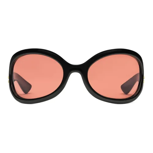 GUCCI Металлический ацетат Нерегулярная форма Солнцезащитные очки Женские Черный