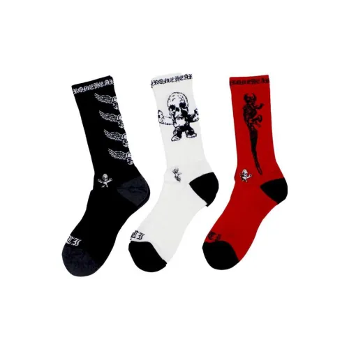 Chrome Hearts 3 шт Черный+Белый+Красный Унисекс Высокие Носки до Колена