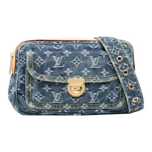 LOUIS VUITTON Деним Сумка через плечо Слинг-сумка Сумка на пояс Женская Синяя