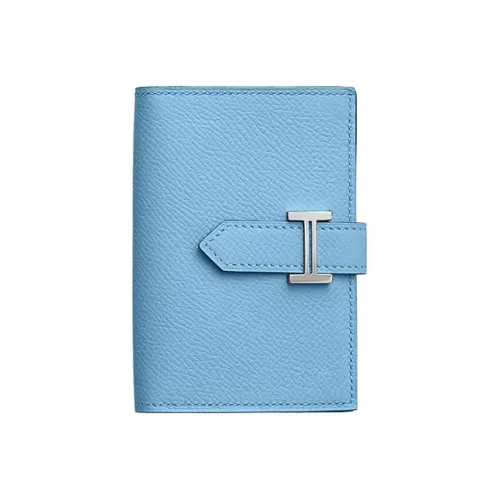 HERMES Bearn Epsom Телячья кожа Кошелек Женские 7N Celeste Небесно-голубой