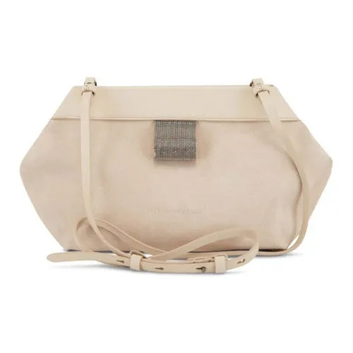 BRUNELLO CUCINELLI Замша Плечевая сумка Женская Бежевая