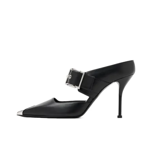 Alexander McQueen Панк Резиновая подошва Домашние тапочки Женские Черный