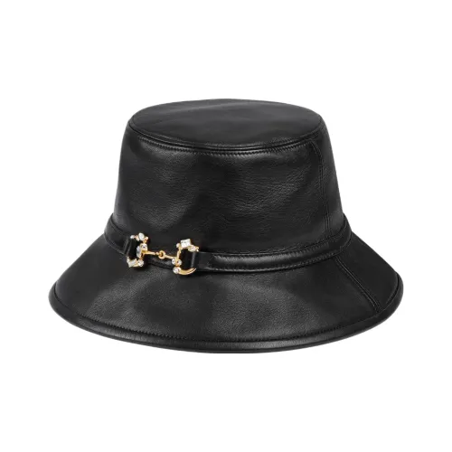 GUCCI Шляпы ведра с пряжкой Horsebit Женские Черные