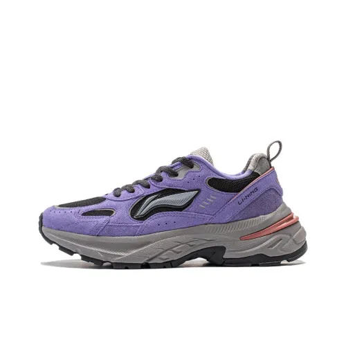 LiNing Beichen Противоскользящие Износостойкие Низкие Кроссовки для Бега Женские Фиолетовые Черные
