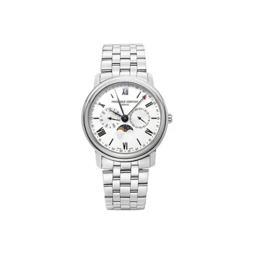 Frederique Constant Кварцевый механизм Мужские часы Часы 40 мм Белый циферблат Корпус из нержавеющей стали Ремешок из нержавеющей стали