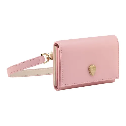 BVLGARI Serpenti Forever Телячья кожа Держатель для карт Мини Женский Розовый