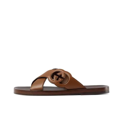 GUCCI Interlocking Стильные Сандалии Мужские Коричневые