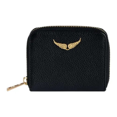 Zadig Voltaire Телячья кожа с рельефным узором монета кошелек кошелек мини женский черный