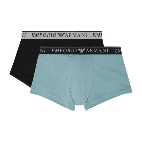EMPORIO ARMANI 2 упаковки аква-синий + черный мужские боксер-шорты