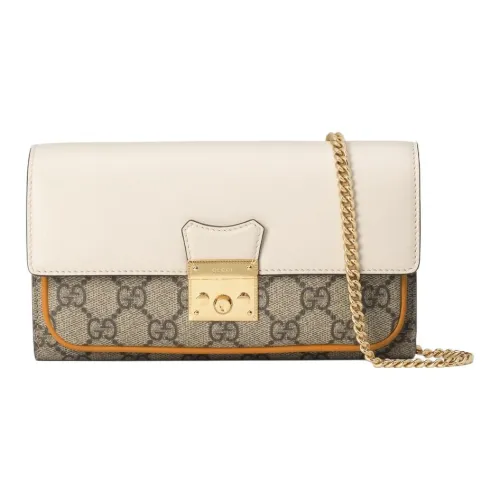 GUCCI Сумка через плечо с навесным замком холст и кожа стандартная женская экрю коричневый