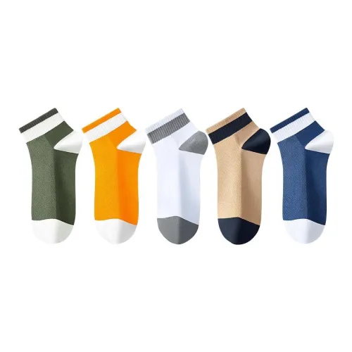 Lanza 5 пар носков: Кофейный + Белый + Синий + Имбирно-желтый + Армейский зеленый, мужские