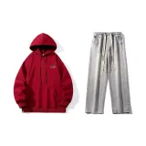 Комплект (Розовый красный свитшот + светло-синие джинсы)