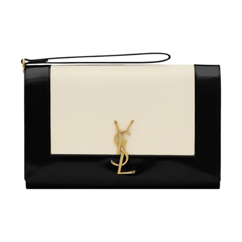 SAINT LAURENT Овчина с коровьей кожей клатч стандартный белый черный