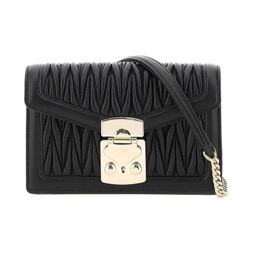 MIU MIU Soft Sheep Leather Clutch Bag Crossbody Bag Women's Black