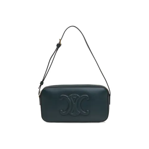 CELINE Triomphe Блестящий Телячья кожа Портативный Сумка через плечо Сумка на плечо Женская Зеленая