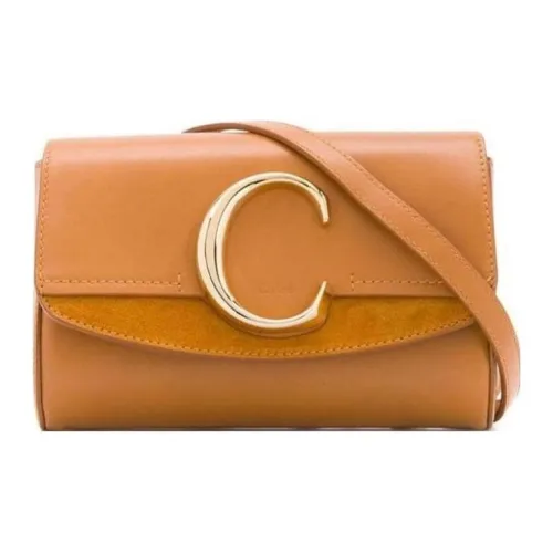 Chloe Замша Телячья кожа Сумка через плечо Одно плечо Через плечо Бананка Женская Коричневая