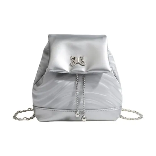 NOMK ПУ (полиуретан) Цепь Рюкзак Стандартный Женский Серебряный