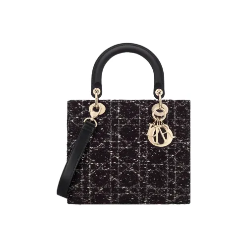 DIOR LADY D Лайт Твид Сумка Lady Dior Сумка через плечо Сумка среднего размера Женская Черная