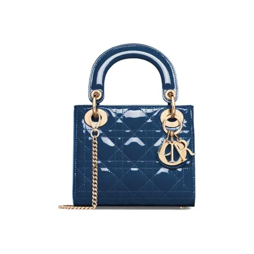 DIOR Lady Dior Телячья кожа Сумка Lady Dior Сумка через плечо Сумка Мини Женская Глубокое море Синий