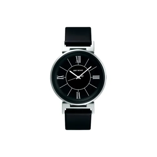 ISSEY MIYAKE Кварцевый механизм кожаный ремешок часы унисекс черный циферблат модель NYAL002