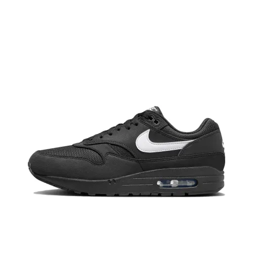 Nike Air Max 1 Abrasion Resistant Низкий Топ Повседневные Беговые кроссовки Мужские Черно-белые