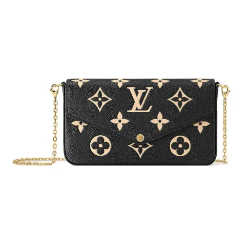 LOUIS VUITTON Pochette Felicie Grained Телячья кожа Сумка Сумка через плечо Стандартная Женская Черная