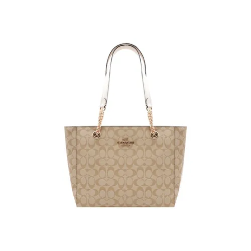 COACH Marlie Холст и Кожаная Сумка-Тот Сумка для покупок Сумка через плечо Женская Хаки