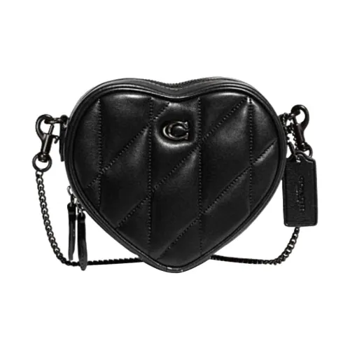 COACH Сердце Овчина с Коровья кожа Сумка через плечо Мини Женские Черный