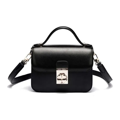 Folli Follie Корова Кожа Одно Плечо Сумка Маленькая Женская Черная Розовая